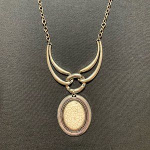 Silver and White Statement Necklace